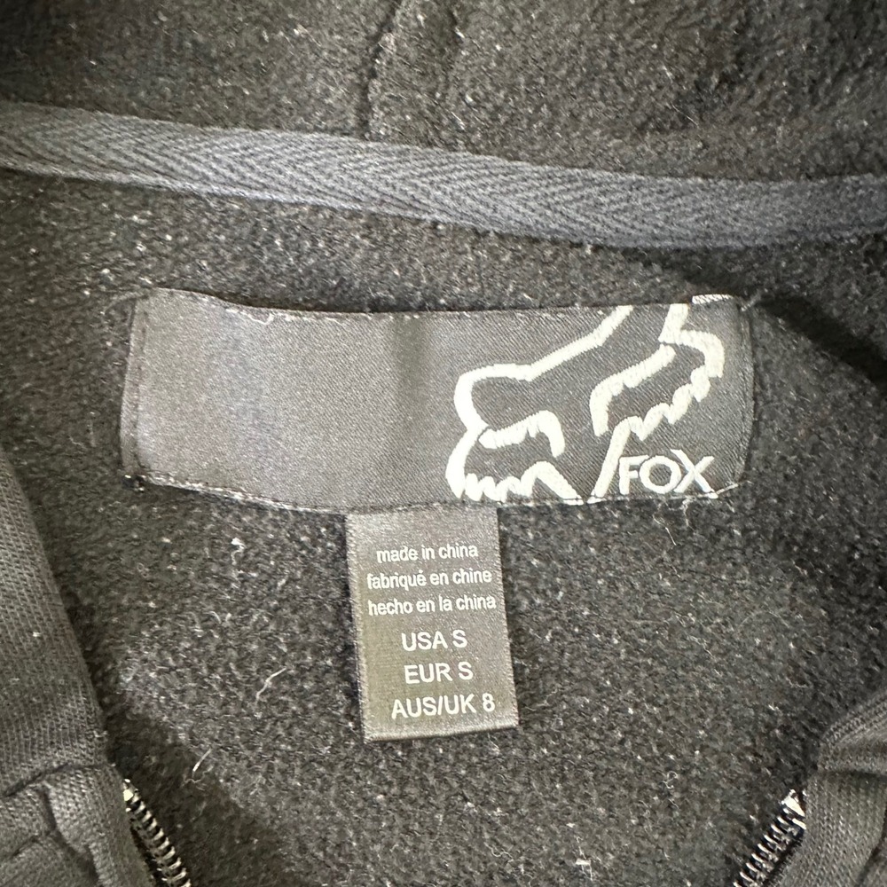 Fox Racing Hoodie Women's Small Black Full Zip Sweatshirt Logo Rider Design Y2K - Picture 2 of 9